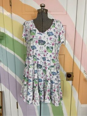 Smith & Quinn Delaney Reynolds Lake Oconee Resort Wear Tiered Mini Dress Sz L 🧡🎀